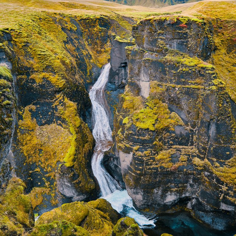 Waterfalls through Fjaðrárgljúfur