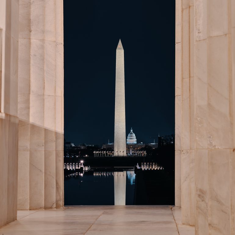 Lincoln Memorial Framing Washington Monument and Capitol