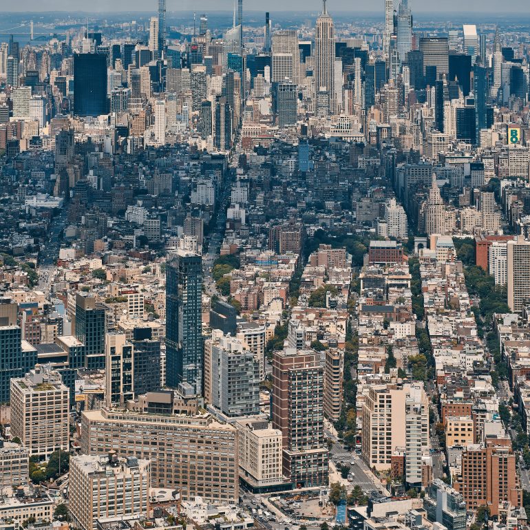 Empire State Building and Mid-Town viewed from One World Observatory