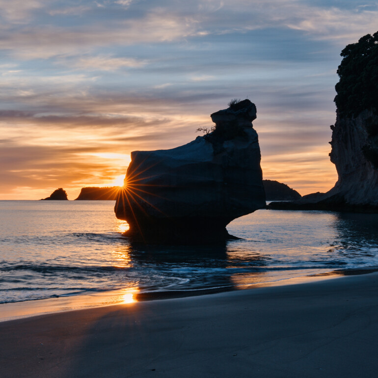 Sunrise at Cathedral Cove